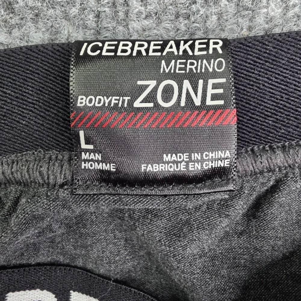 Icebreaker Bodyfit Zone Leggings Mens L Gray Merino Wool Base Layer